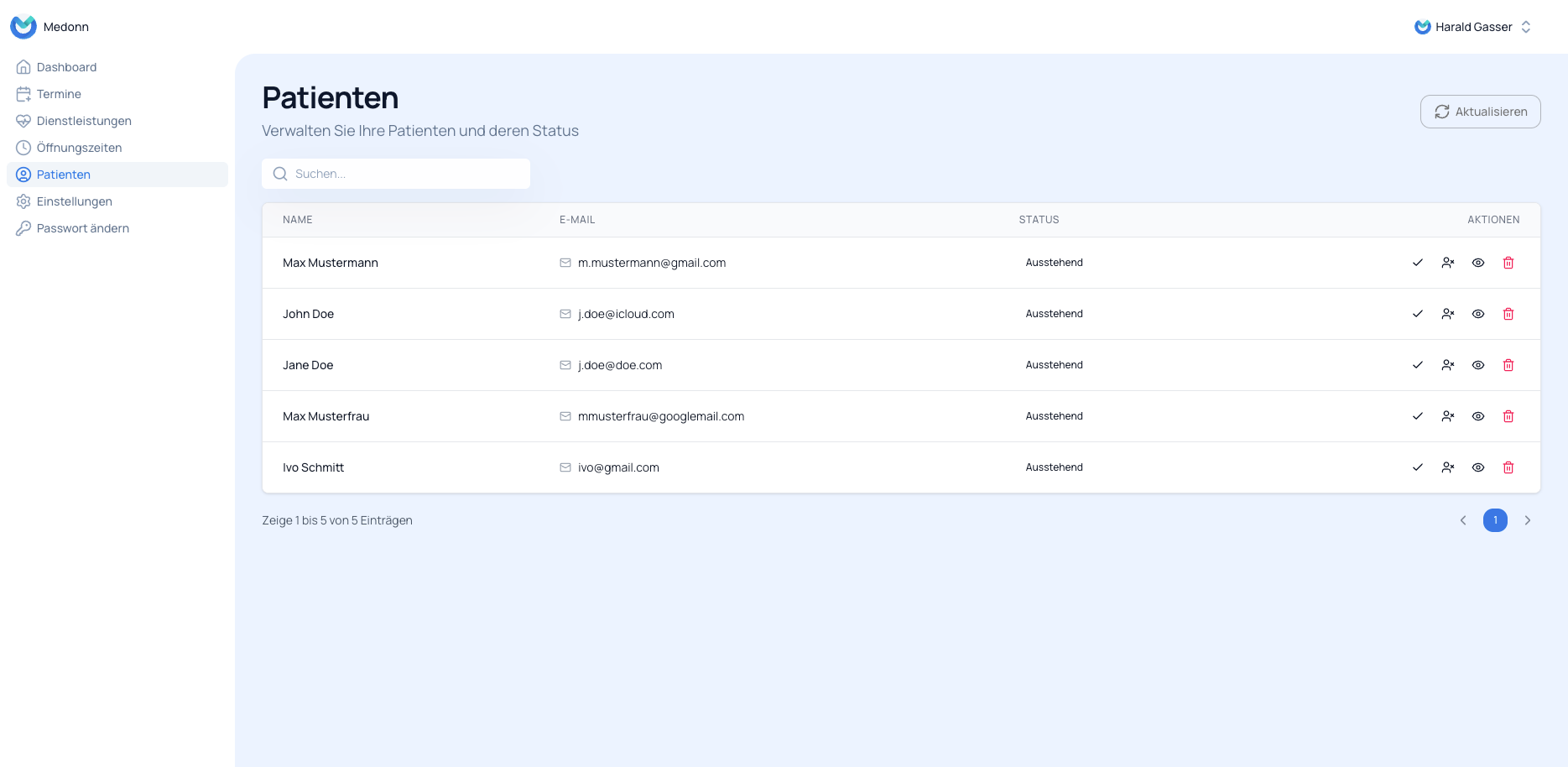 Patientenverwaltung Screenshot